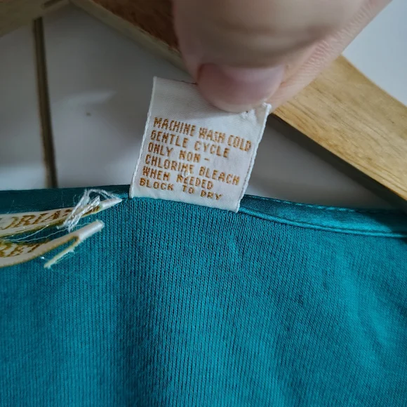 VTG 80s Victoria's Secret Gold Label Teal 100% Cotton Oversized M/L RN 70091 - Picture 5 of 5